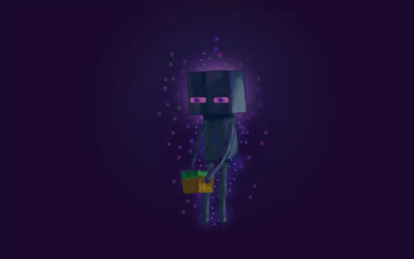 HD Minecraft Enderman desktop wallpaper with a mystical purple background.