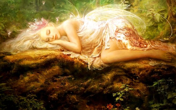 Fantasy Sylvan Fairy Sleeping HD Wallpaper | Background Image