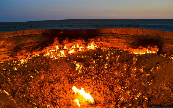 Turkmenistan nature Darvaza Gas Crater HD Desktop Wallpaper | Background Image