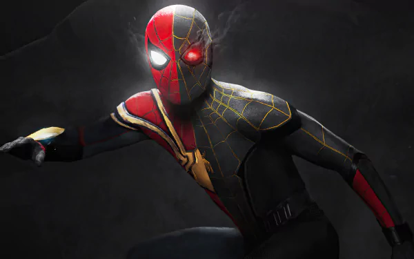 Spider-Man in a dynamic pose from Spider-Man: No Way Home, rendered in 4K Ultra HD for PC desktop wallpaper and background.