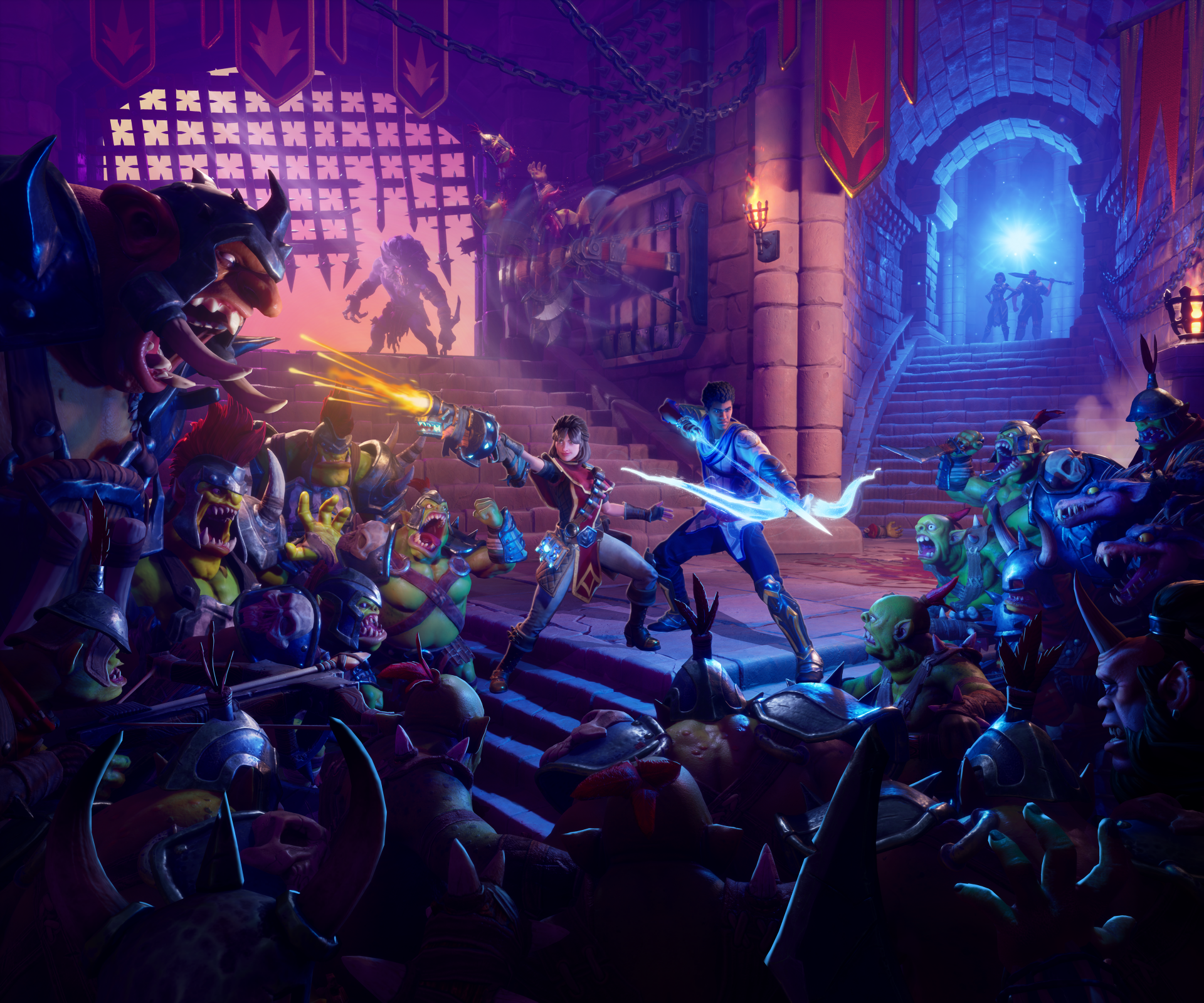 Dynamic HD wallpaper featuring intense action from Orcs Must Die! 3, showcasing characters battling a horde of orcs in a richly detailed fantasy setting.