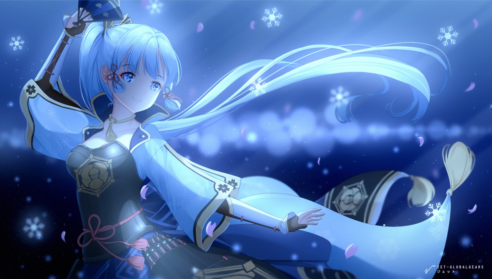 Download Blue Hair Blue Eyes Kamisato Ayaka (Genshin Impact) Video Game Genshin Impact HD Wallpaper by ゼット