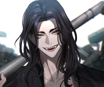 HD PC desktop wallpaper featuring Keisuke Baji from the anime Tokyo Revengers, showcasing his intense expression and long dark hair.