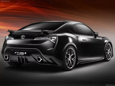 HD desktop wallpaper of a sleek black Toyota FT-86 concept car showcasing its sporty design and aerodynamic curves.