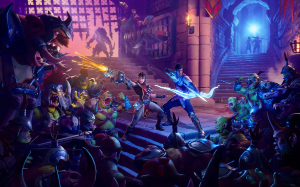 Dynamic HD wallpaper featuring intense action from Orcs Must Die! 3, showcasing characters battling a horde of orcs in a richly detailed fantasy setting.