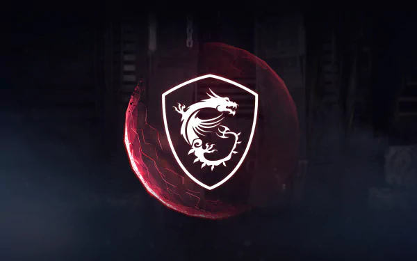 4K Ultra HD PC desktop wallpaper featuring a glowing red MSI dragon logo set against a dark, tech-inspired background.