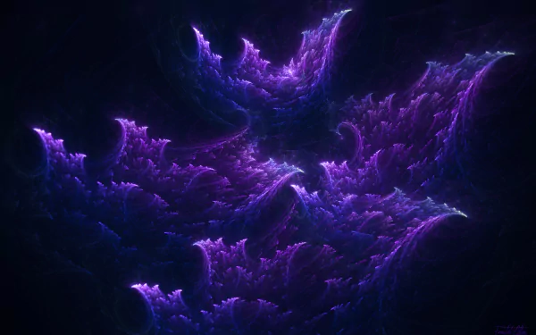 Abstract fractal design in shades of deep purple and blue, rendered in 4K Ultra HD detail for a vivid PC desktop wallpaper and background.