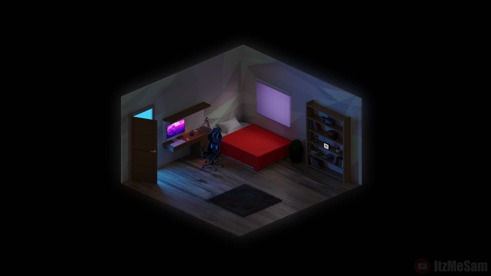 Download Gaming Chair Bedroom Isometric Artistic Room 4k Ultra HD Wallpaper by ItzMeSam