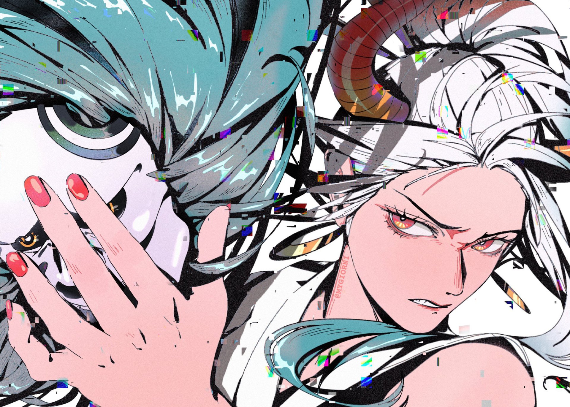 HD anime desktop wallpaper featuring Yamato from One Piece with dynamic colors and intense expression.