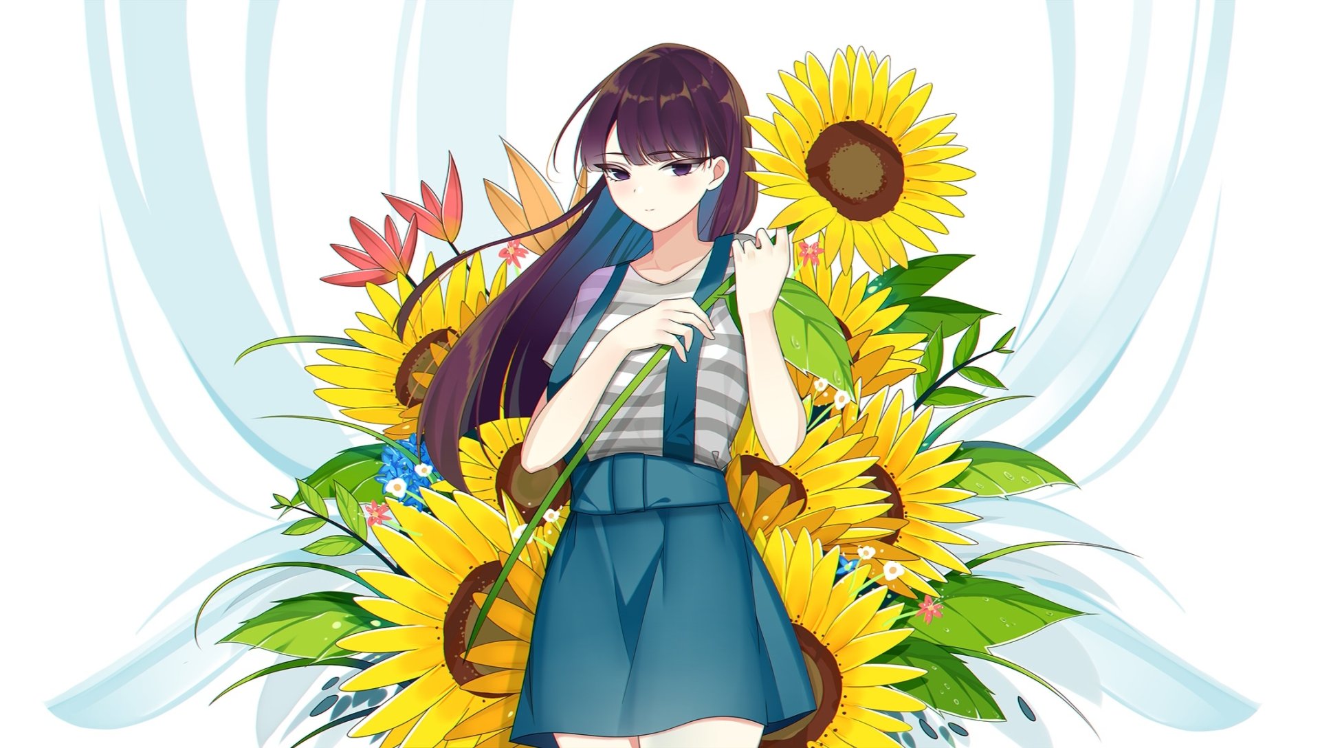 # Komi Shouko HD Wallpaper: Sunflower Serenity