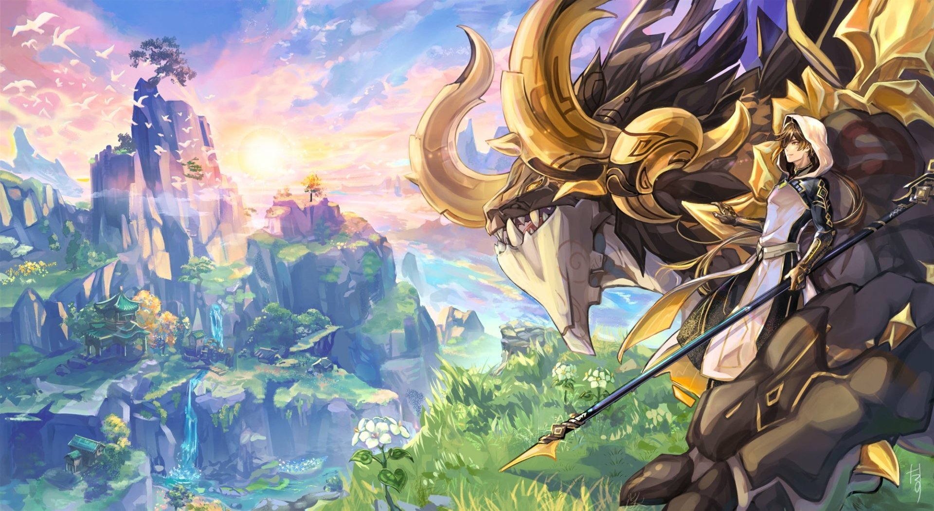 Download Azhdaha (Genshin Impact) Zhongli (Genshin Impact) Rex Lapis Video Game Genshin Impact HD Wallpaper by たこす