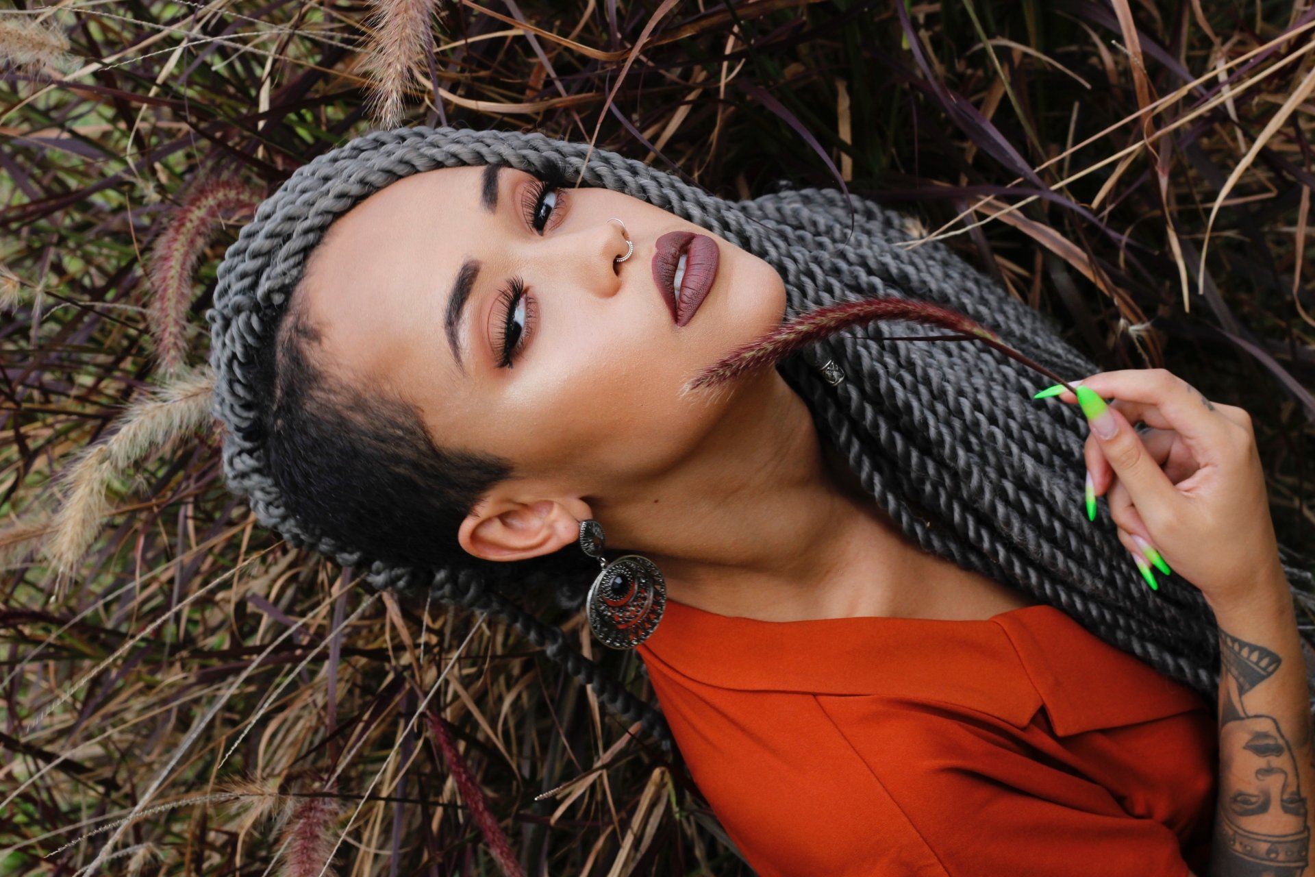 Download Lipstick Braid Woman Model 4k Ultra HD Wallpaper