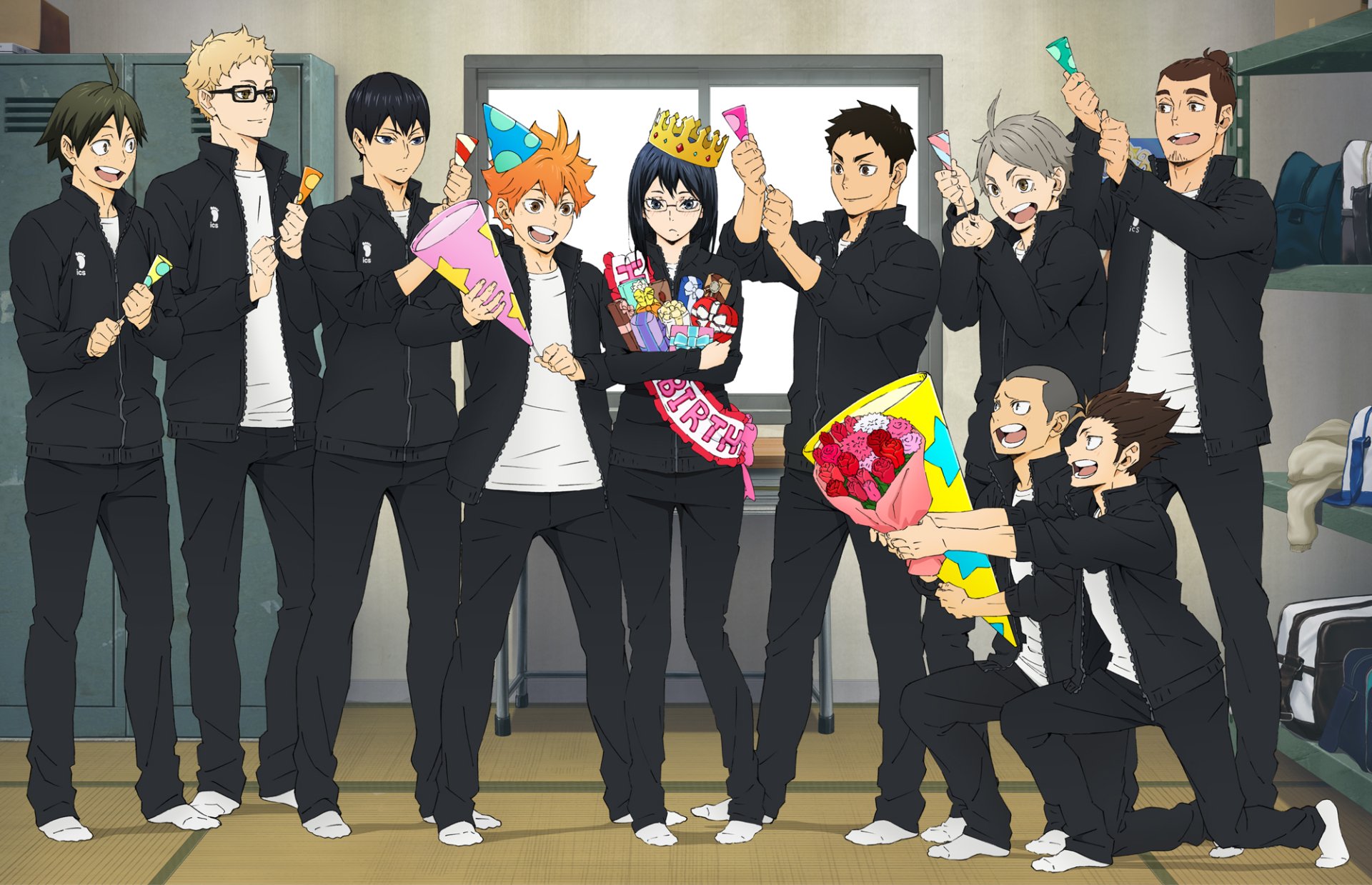 Download Tadashi Yamaguchi Kei Tsukishima Ryūnosuke Tanaka Koushi Sugawara Kiyoko Shimizu Daichi Sawamura Yū Nishinoya Tobio Kageyama Shōyō Hinata Asahi Azumane Anime Haikyū!! HD Wallpaper