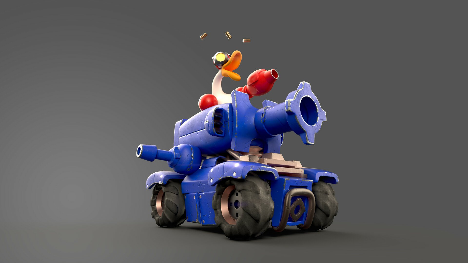 HD wallpaper featuring the character Mighty Goose manning a tank, set against a neutral background.
