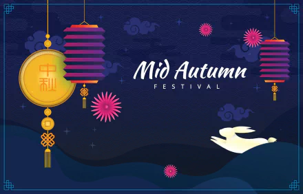 Moon Festival holiday Mid-Autumn Festival HD Desktop Wallpaper | Background Image