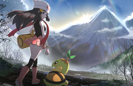 Dawn (Pokémon) Turtwig (Pokémon) Anime Pokemon HD Desktop Wallpaper | Background Image