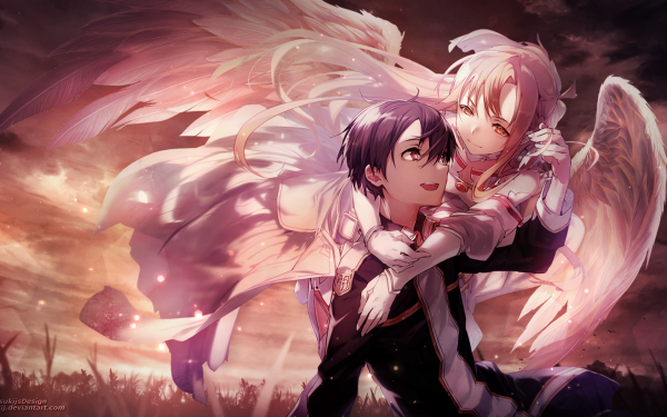 Anime Sword Art Online Kirito Asuna Yuuki Wings Angel HD Wallpaper | Background Image