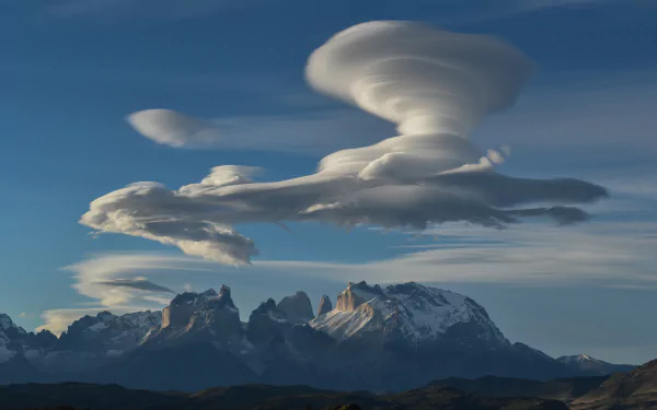  Lenticular clouds, Torres del Paine, Chile by Marc Thunis