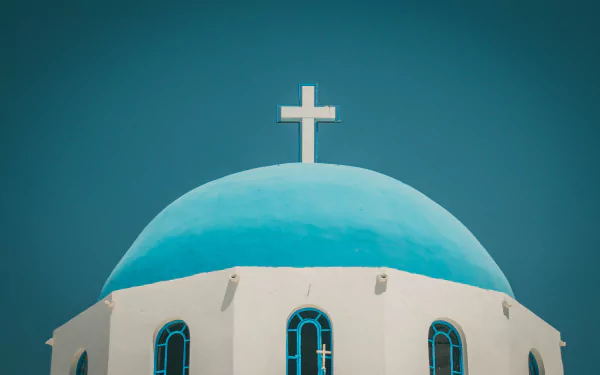 Santorini cross dome religious church HD Desktop Wallpaper | Background Image