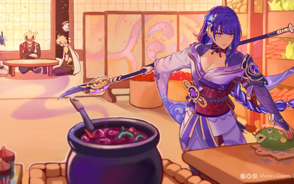 Thoma (Genshin Impact) Baal Raiden Shogun (Genshin Impact) Paimon (Genshin Impact) Kujou Sara Aether (Genshin Impact) video game Genshin Impact HD Desktop Wallpaper | Background Image