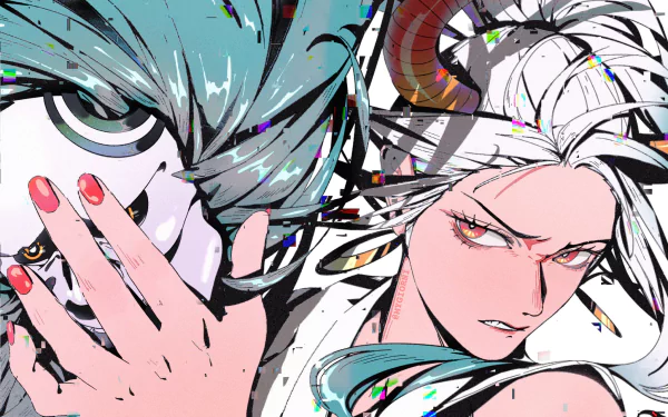 HD anime desktop wallpaper featuring Yamato from One Piece with dynamic colors and intense expression.