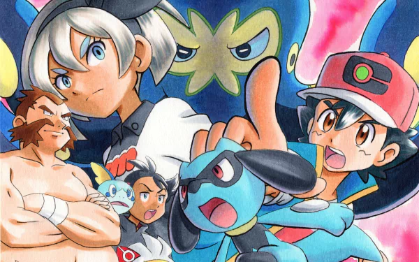 Grapploct (Pokémon) Chuck (Pokémon) Sobble (Pokémon) Raboot (Pokémon) Riolu (Pokémon) Goh (Pokémon) Bea (Pokémon) Ash Ketchum Anime Pokemon HD Desktop Wallpaper | Background Image