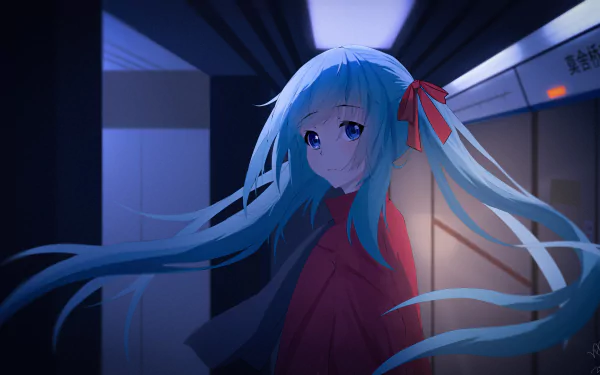 long hair blue eyes blue hair Hatsune Miku Anime Vocaloid HD Desktop Wallpaper | Background Image
