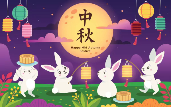 Moon Festival holiday Mid-Autumn Festival HD Desktop Wallpaper | Background Image