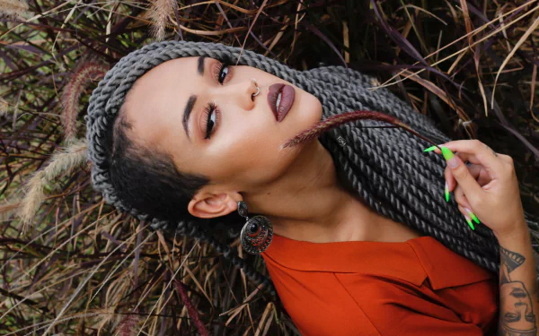 lipstick braid woman model HD Desktop Wallpaper | Background Image