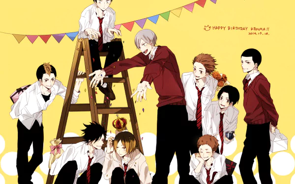 Nekoma High Taketora Yamamoto Morisuke Yaku Yūki Shibayama Tetsurō Kuroo Kenma Kozume Nobuyuki Kai Sō Inuoka Lev Haiba Shōhei Fukunaga Anime Haikyū!! HD Desktop Wallpaper | Background Image