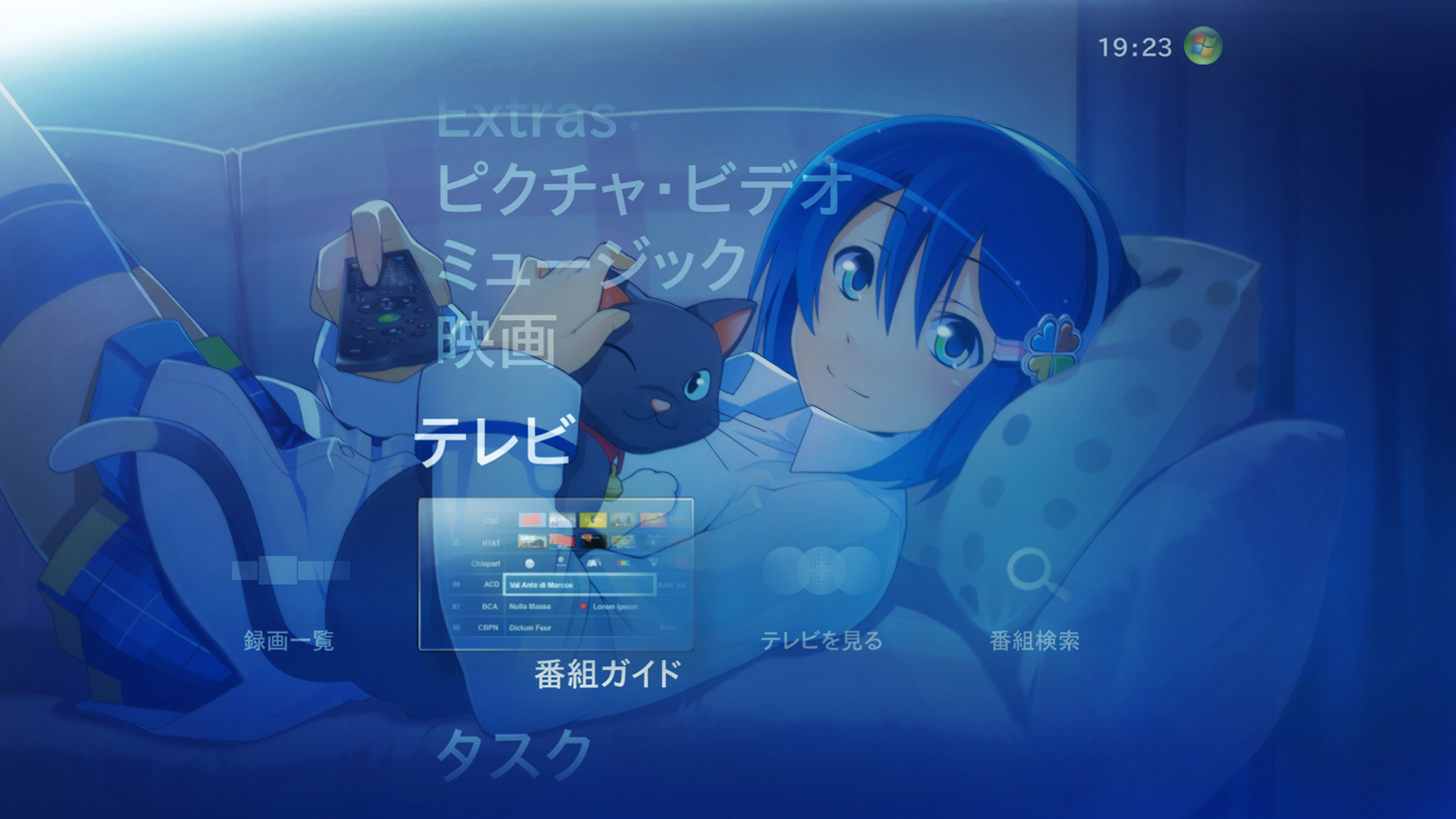 Anime-inspired desktop wallpaper with Os-tan character.