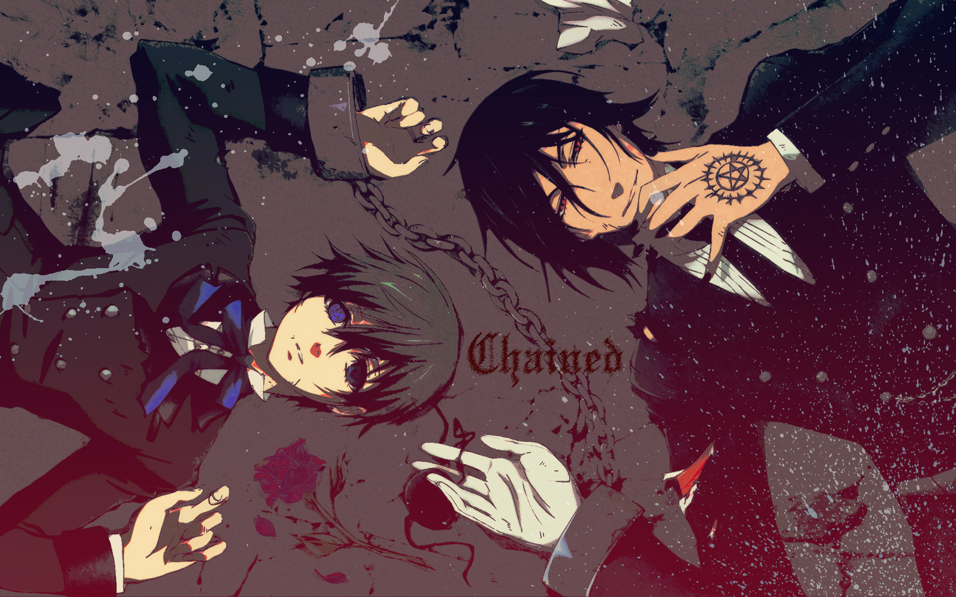Sebastian Michaelis and Ciel Phantomhive from the anime Black Butler.