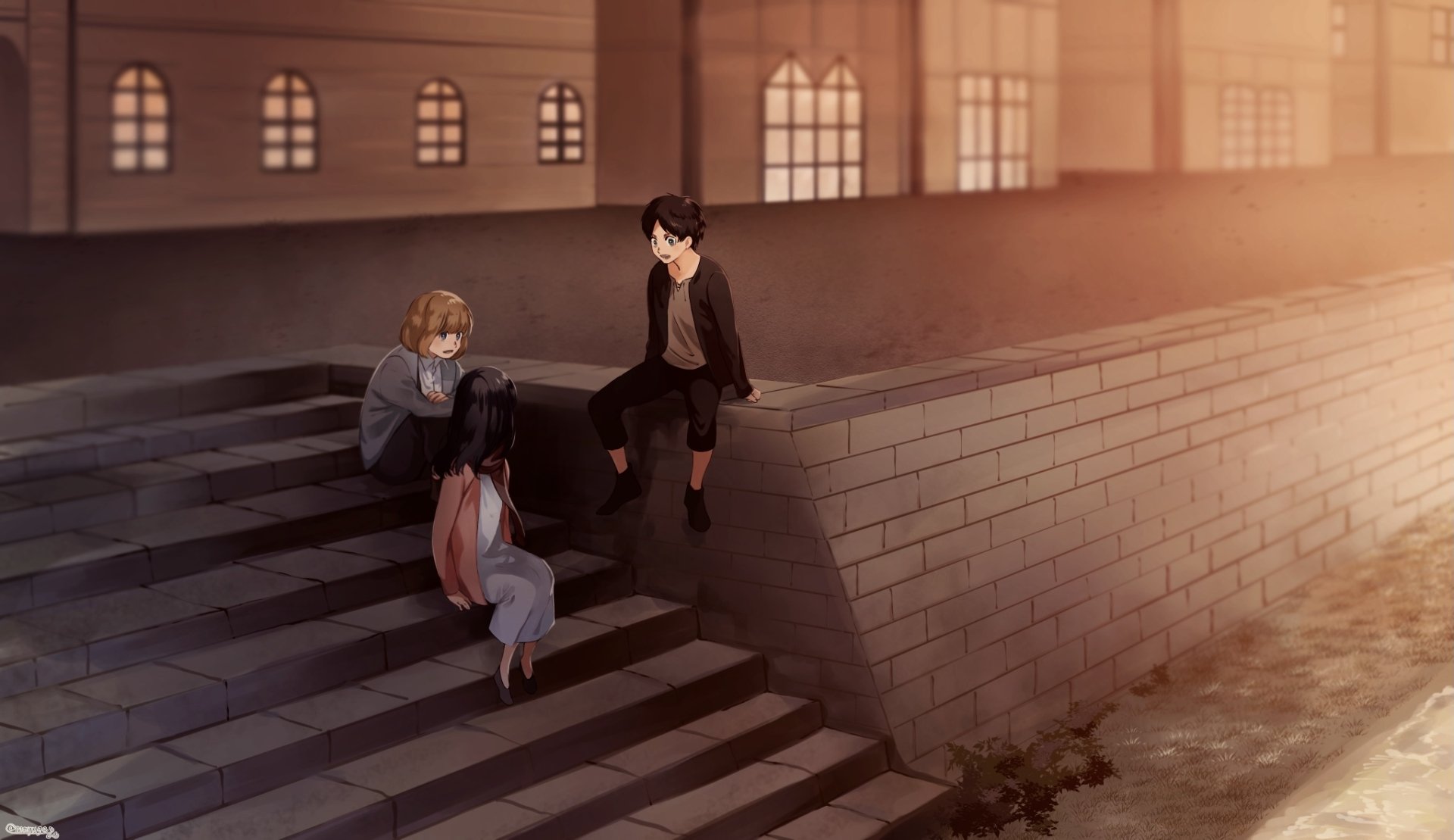 Download Mikasa Ackerman Eren Yeager Armin Arlert Anime Attack On Titan Eren & Mikasa HD Wallpaper