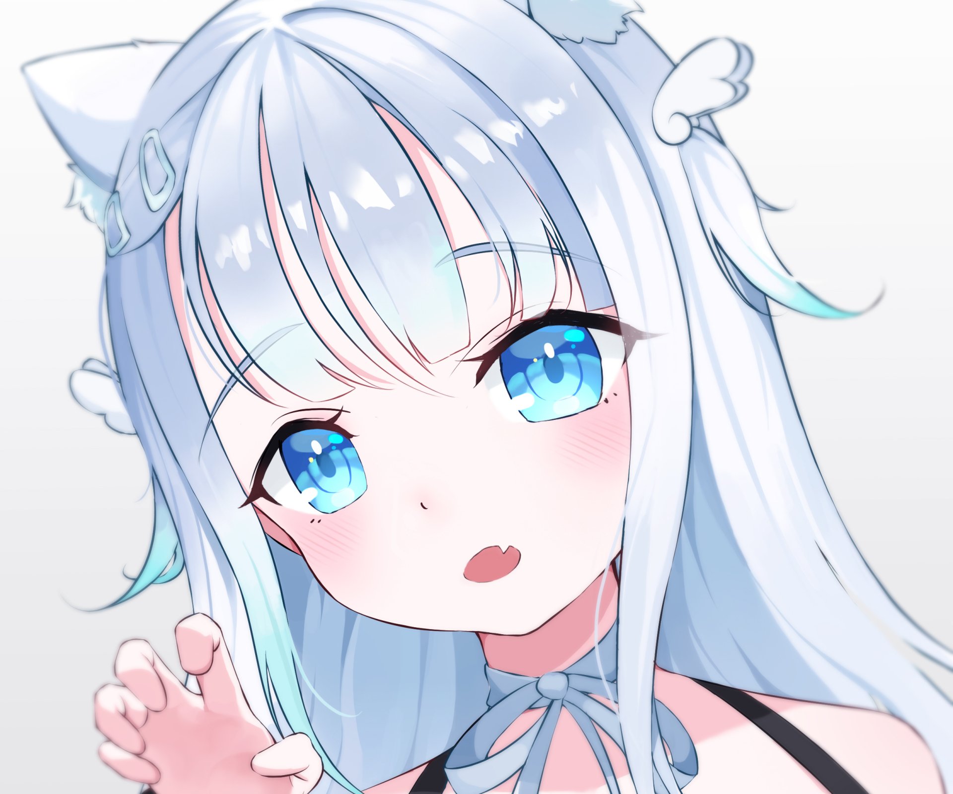 Download Blue Eyes Face Amatsuka Uto Anime Virtual Youtuber HD Wallpaper