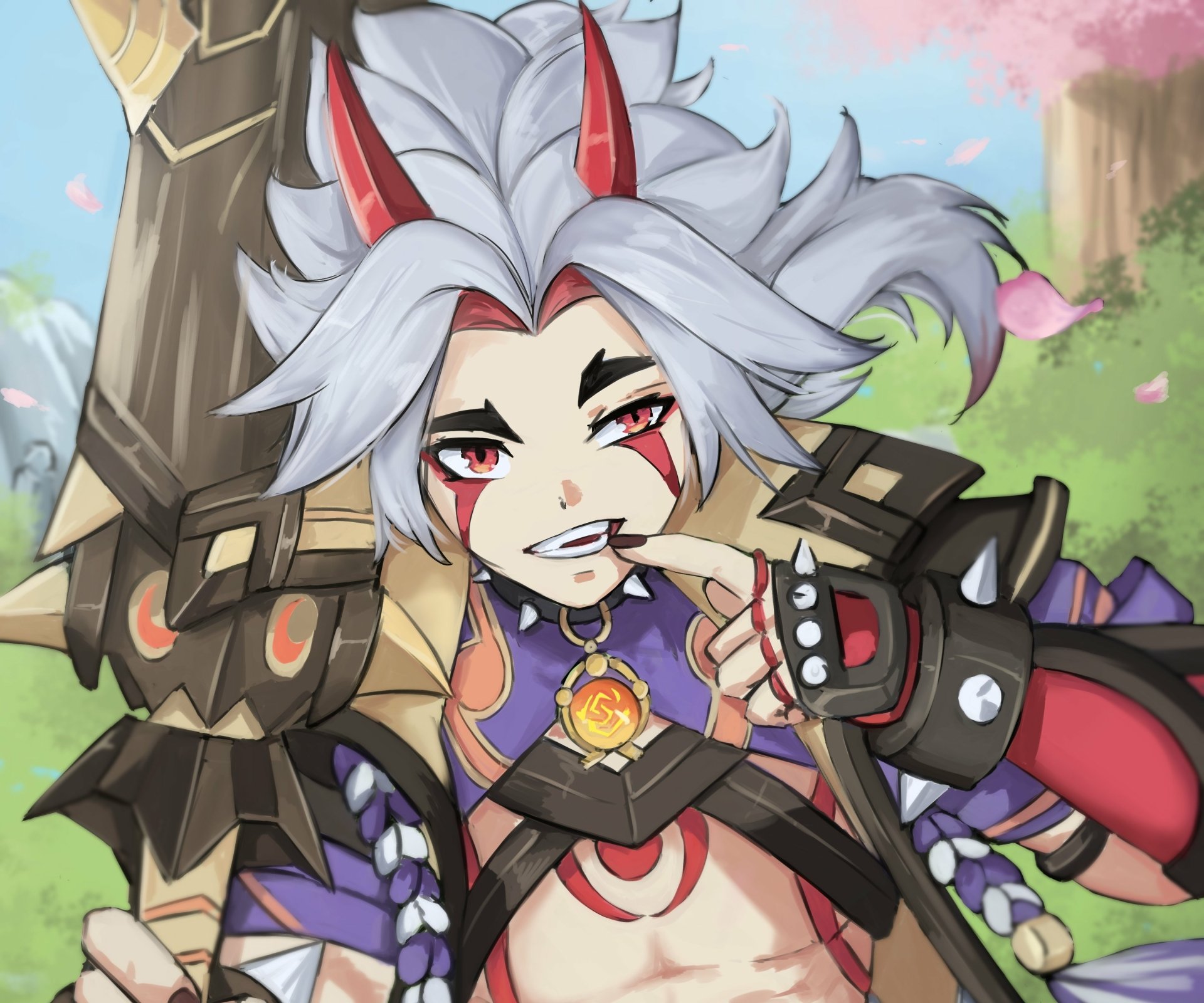 Download Arataki Itto Video Game Genshin Impact HD Wallpaper