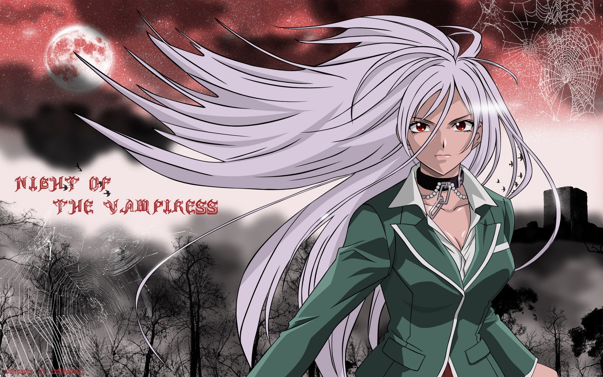 Download Moka Akashiya Anime Rosario Vampire Hd Wallpaper 8420