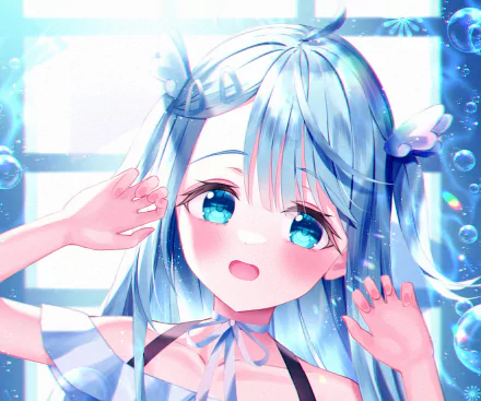 blue eyes Amatsuka Uto Anime Virtual Youtuber HD Desktop Wallpaper | Background Image