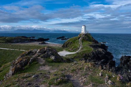 coastline Wales man made lighthouse HD Desktop Wallpaper | Background Image