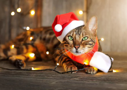 santa hat Animal cat HD Desktop Wallpaper | Background Image