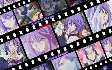 HD wallpaper featuring Mizore Shirayuki from the anime Rosario + Vampire, showcasing a collage of her various expressions and scenes.