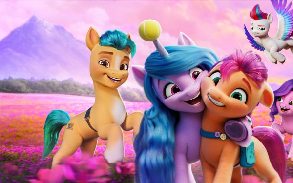 Movie My Little Pony: A New Generation My Little Pony Sunny Starscout Izzy Moonbow Zipp Storm Pipp Petals Hitch Trailblazer HD Wallpaper | Background Image
