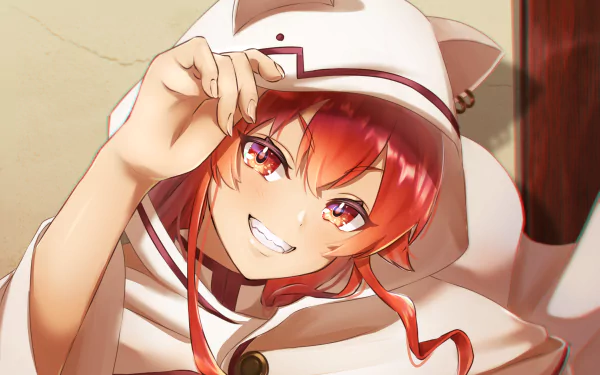 HD desktop wallpaper featuring Eris Boreas Greyrat from the anime Mushoku Tensei: Jobless Reincarnation, showcasing her vibrant red hair and confident smile.