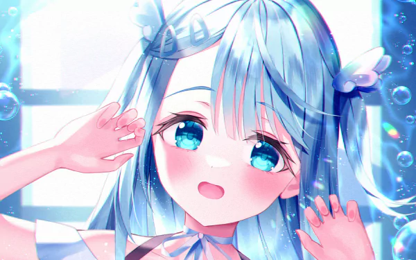 blue eyes Amatsuka Uto Anime Virtual Youtuber HD Desktop Wallpaper | Background Image