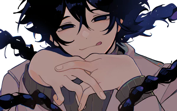 HD anime wallpaper featuring Haruka Hashida from Blue Period with dark hair and a calm, confident expression against a white background.