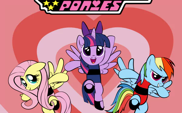 My Little Pony: Friendship Is Magic The Powerpuff Girls Rainbow Dash Fluttershy (My Little Pony) Twilight Sparkle TV Show crossover HD Desktop Wallpaper | Background Image
