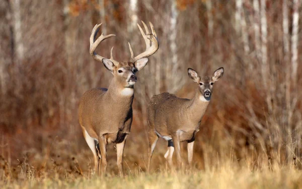 White Tailed Deer Duo Hd Wallpaper