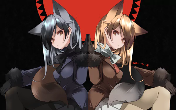animal ears Ezo Red Fox (Kemono Friends) Silver Fox (Kemono Friends) Anime Kemono Friends HD Desktop Wallpaper | Background Image
