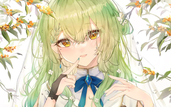 green hair hololive Ceres Fauna Anime Virtual Youtuber HD Desktop Wallpaper | Background Image