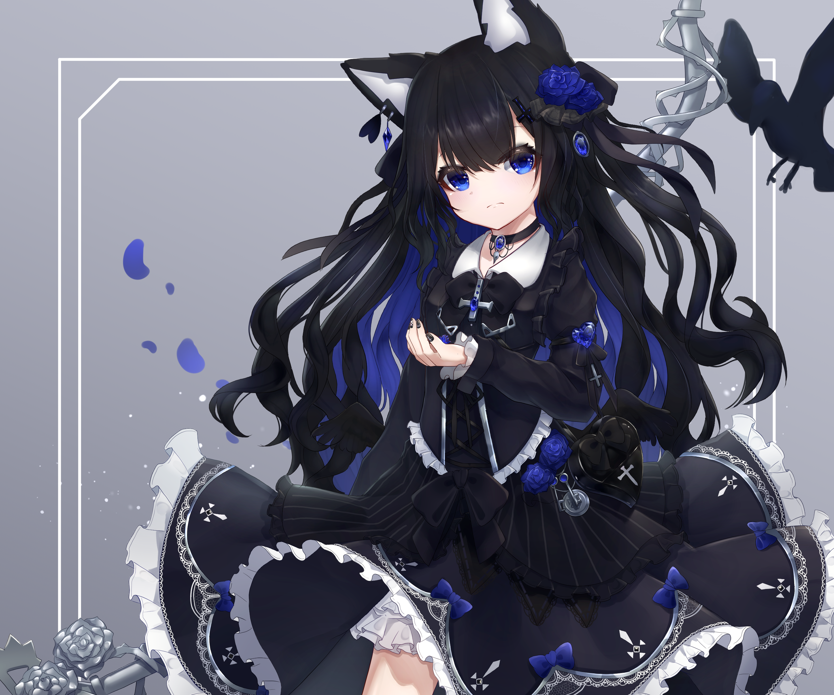Download Black Hair Dress Anime Girl Anime Girl HD Wallpaper by  |  2894x2412 | Wallpaper Abyss