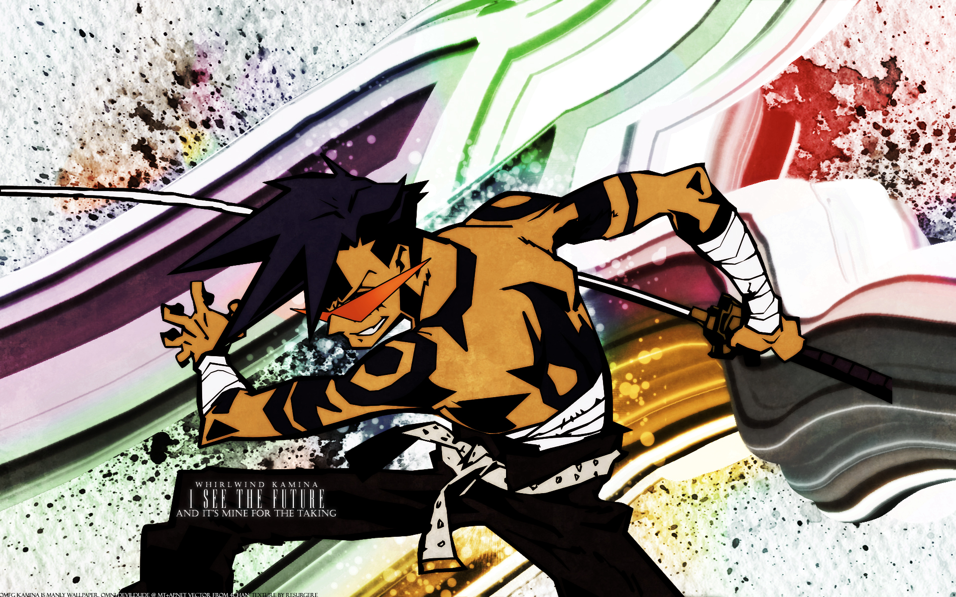 Anime characters piloting mechs in a fierce battle - Tengen Toppa Gurren Lagann.
